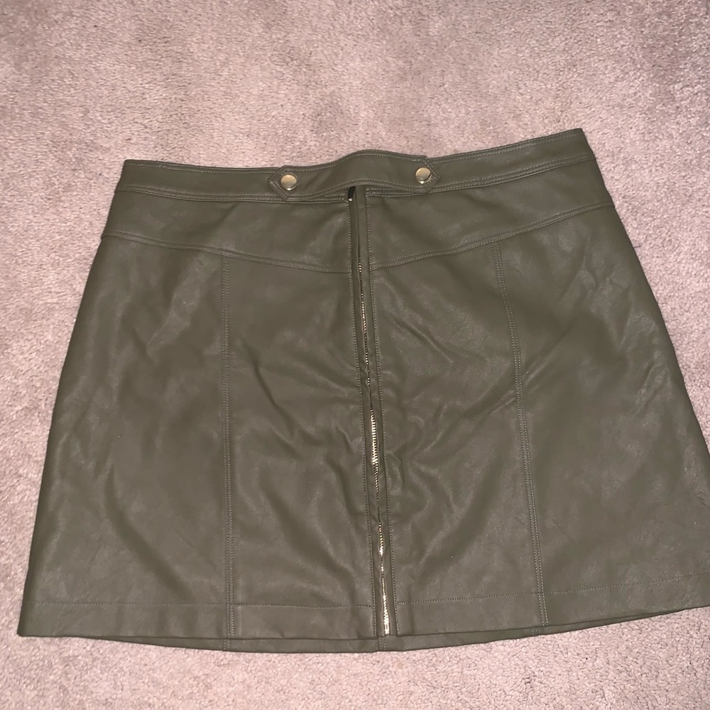 American Eagle Army Green Leather Skirt
